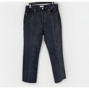 Pistola Jeans Women’s 28 Charlie High Rise Black Raw Hem Button Fly (30x26)